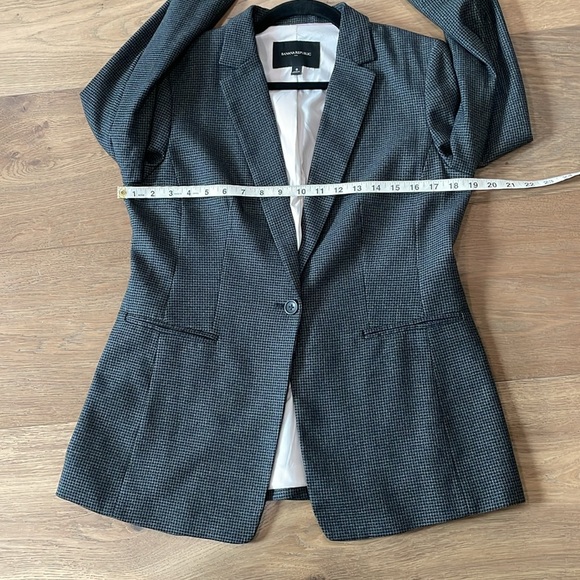 Banana Republic Gray Tailored Fit Single Button Blazer Women's 8 Houndstooth - Picture 8 of 14